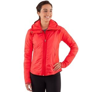 Lululemon Run Bundle Up Jacket Love Red Down Puffer Removable Hood 6